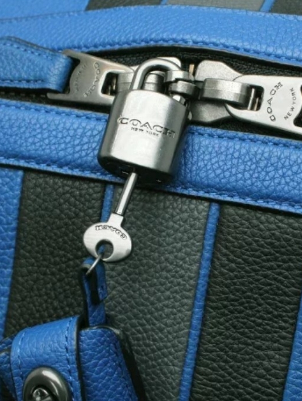 Coach Varsity Stripe Explorer Bag In Pebbled Leather -Blue - Picture 12 of 15